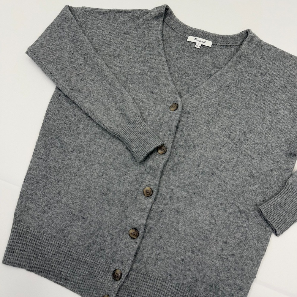 Madewell Relaxed Cardigan Sweater Merino Wool Womens XS Button Front V-Neck Gray